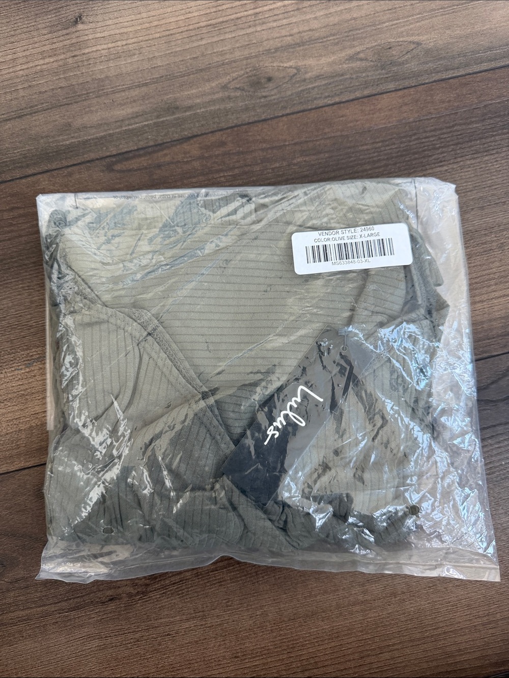 NWT Lulus Most Important Olive Green Ribbed Surplice Long Sleeve Top - Picture 5 of 5